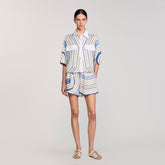 Spiral-motif silk shirt Sky Blue Sandro Women