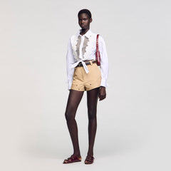 Lace bib shirt White Sandro Women