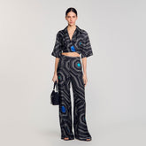 Spiral-motif silk shirt Black Sandro Women
