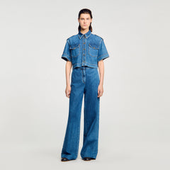 Cropped denim shirt Blue Jean Sandro Women