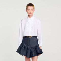 Cropped shirt with bow detail White Sandro Women