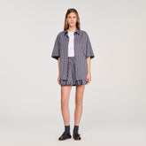 Oversized striped rhinestone shirt Grey Sandro Women