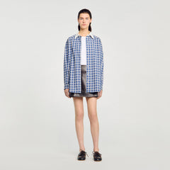 Rhinestone checkered shirt Blue Sandro Women