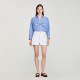 Oversized bow shirt Blu / White Sandro Women