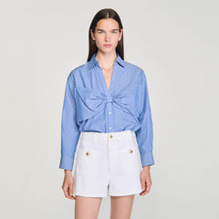 Oversized bow shirt Blu / White Sandro Women