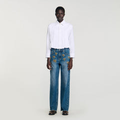 Pleated cropped shirt White Sandro Women