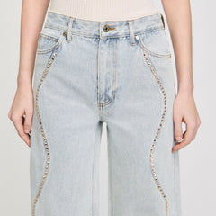 Jeans with rhinestone stripes Light Bu Jean Sandro Women
