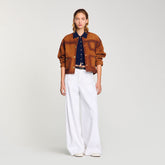 Topstitched wide-leg jeans White Sandro Women