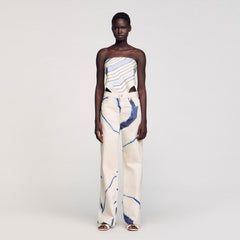 Wide-leg striped jeans Ecru Sandro Women