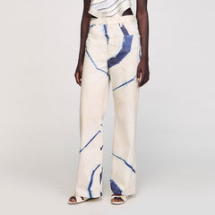 Wide-leg striped jeans Ecru Sandro Women