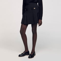 Mini skirt with stitched pleats Black Sandro Women