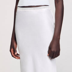 Maxi satin-effect skirt Ecru Sandro Women