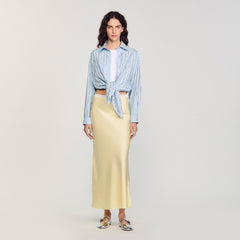 Maxi satin-effect skirt Yellow Sandro Women