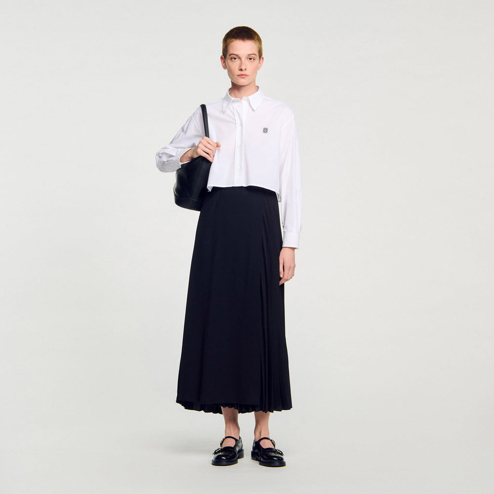 Curb chain buckle pleated skirt Black Sandro Women