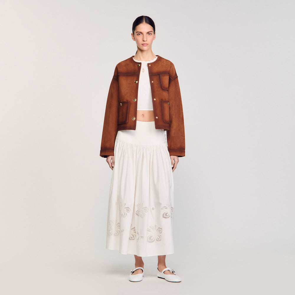 Maxi poplin skirt Ecru Sandro Women