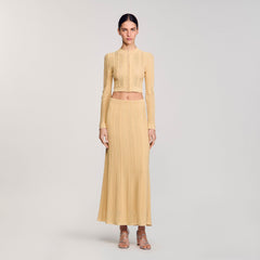 Pointelle knit maxi skirt Gold Sandro Women