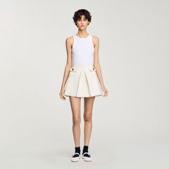 Mini box-pleated skirt Ecru Sandro Women