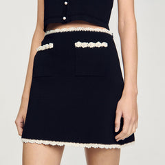 Mini skirt with crochet details Black Sandro Women