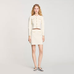 Mini rib-knit skirt Ecru Sandro Women