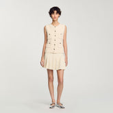 Mini tweed pleated skirt Ecru Sandro Women
