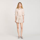 Rhinestone striped pleated skirt Khaki / Pink Sandro Women