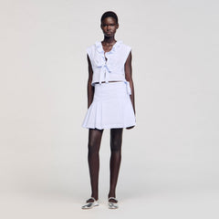 Mini striped skirt Ciel / Blanc Sandro Women