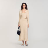 Rhinestone knit maxi skirt Beige Sandro Women