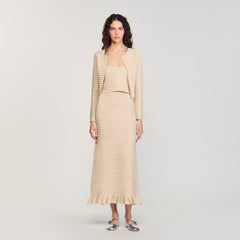 Rhinestone knit maxi skirt Beige Sandro Women