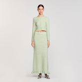 Rhinestone knit maxi skirt Almond Green Sandro Women