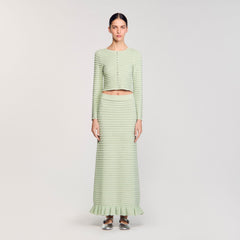 Rhinestone knit maxi skirt Almond Green Sandro Women