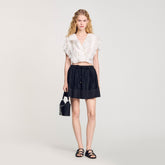 Mini dual-material skirt Black Sandro Women