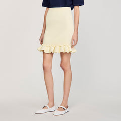 Knitted skirt with ruffle Light Yellow Sandro Women