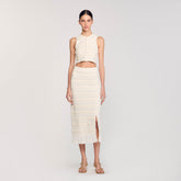Maxi skirt with crochet detailing Ecru Sandro Women