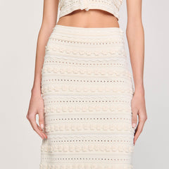 Maxi skirt with crochet detailing Ecru Sandro Women