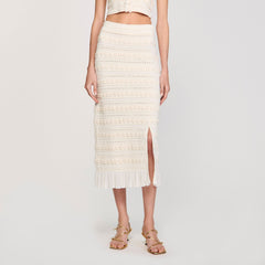Maxi skirt with crochet detailing Ecru Sandro Women