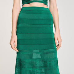 Maxi decorative knit skirt Emeuraude Green Sandro Women