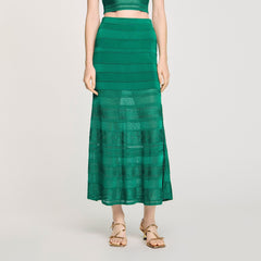 Maxi decorative knit skirt Emeuraude Green Sandro Women