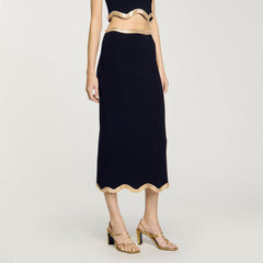 Maxi knitted skirt with chain detail Black Sandro Women