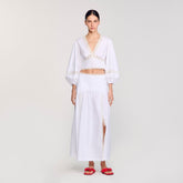 Maxi poplin skirt White Sandro Women