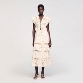 Maxi frilled skirt Ecru Sandro Women