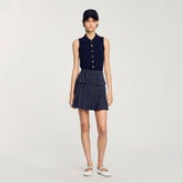 Mini striped pleated skirt Navy / Ecru Sandro Women