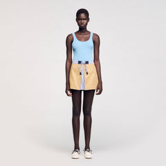 Mini dual-material skirt Beige Sandro Women