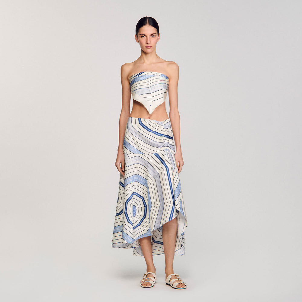 Spiral-motif maxi skirt Sky Blue Sandro Women