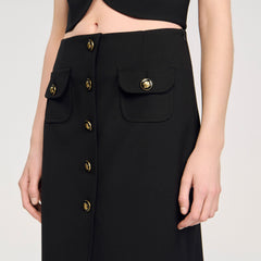 Buttoned midi skirt Black Sandro Women