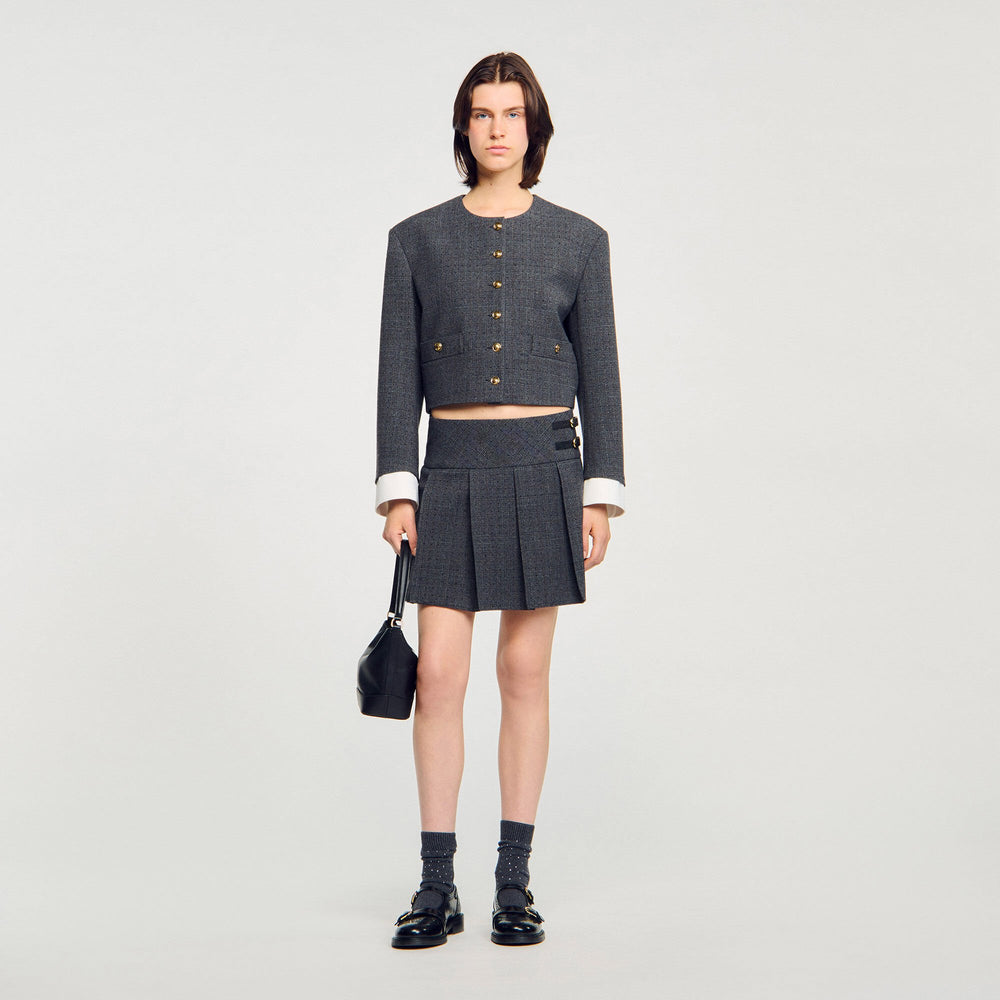 Mini rhinestone suit skirt Grey / Brown Sandro Women