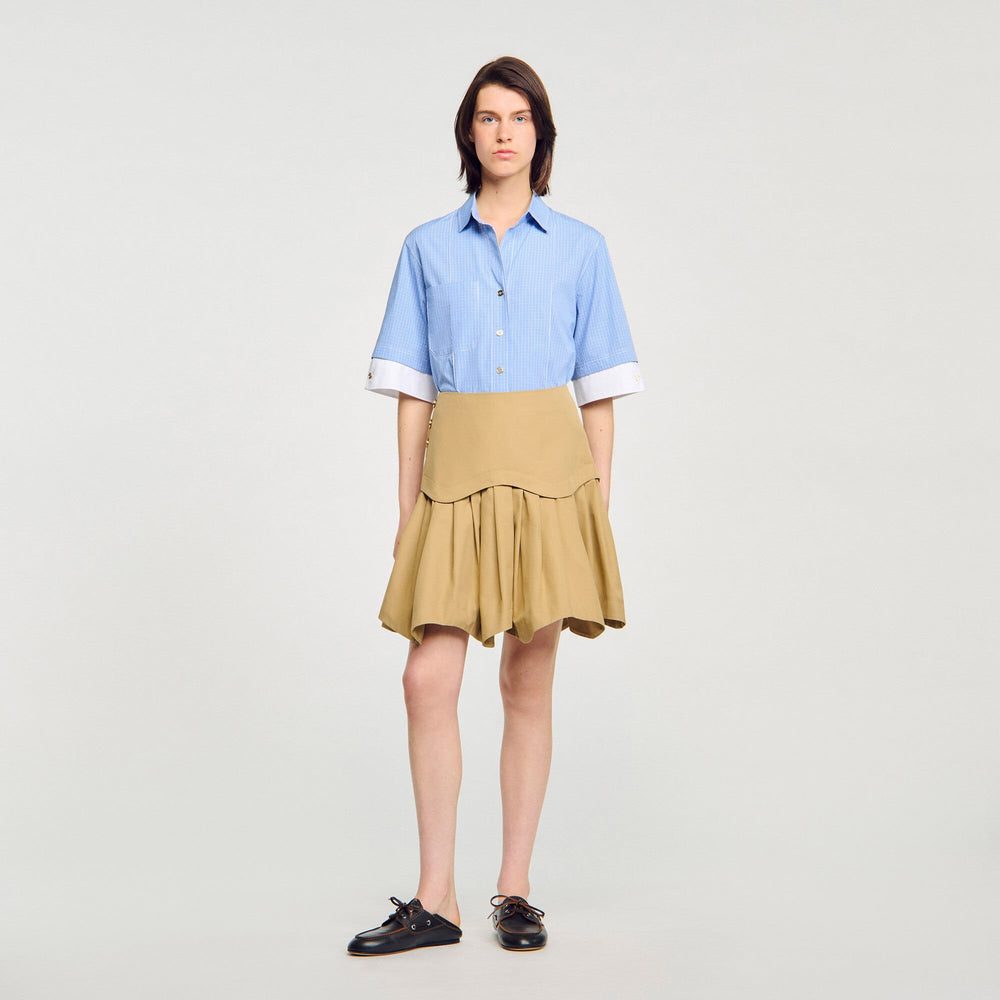 Mini flared pleated skirt Beige Sandro Women