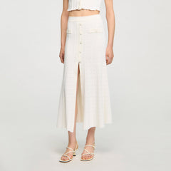 Pointelle knit midi skirt Ecru Sandro Women