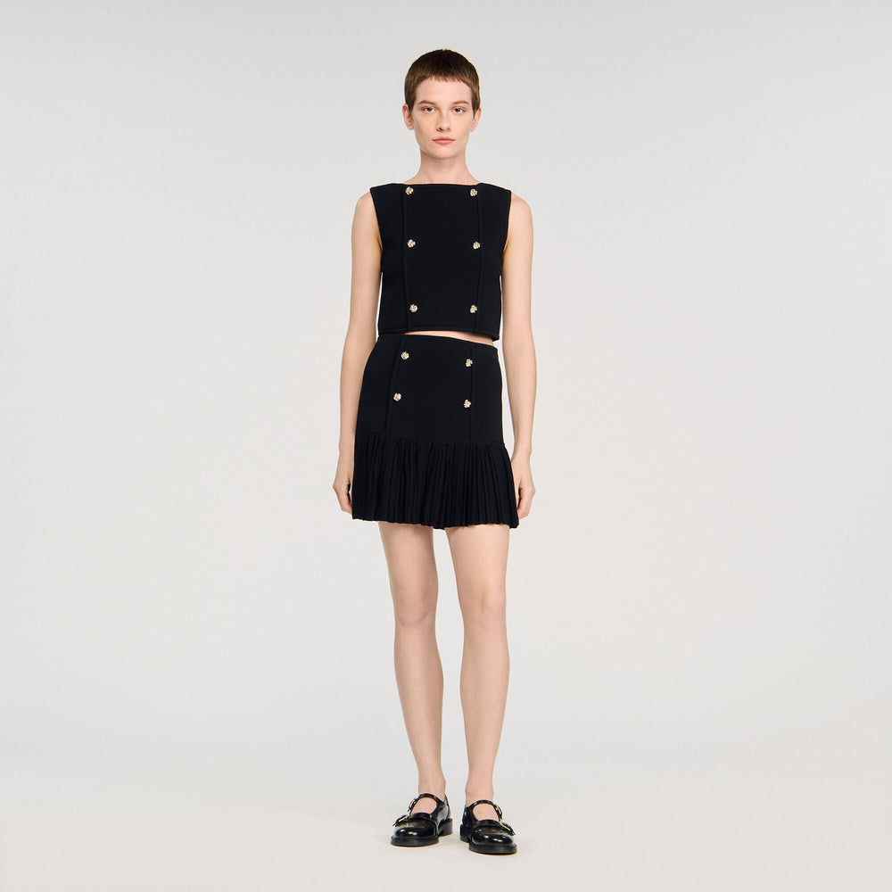 Mini pleated knit skirt Black Sandro Women