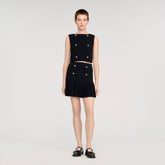 Mini pleated knit skirt Black Sandro Women