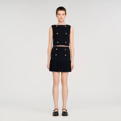 Mini pleated knit skirt Black Sandro Women